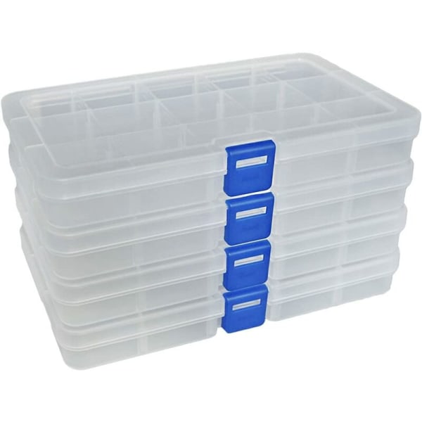 Household multi-grid transparent storage box jewelry organizer box medicine box (15 grids),