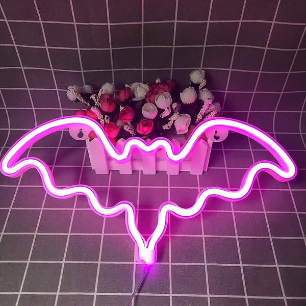 Fledermusformet LED-nattelys (Pink),