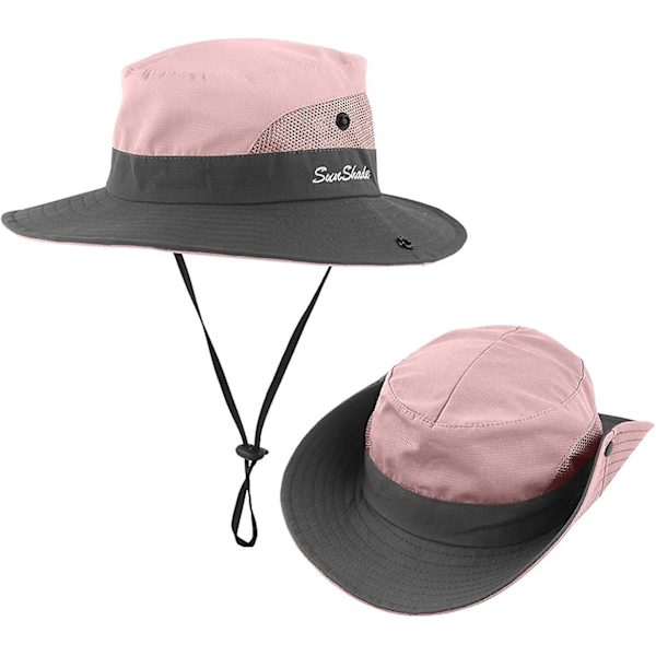 2-pack Damhatt med UV-skydd, bredbrättad Boonie-hatt, hopfällbar, för fiske och vandring Pink   Sky Blue