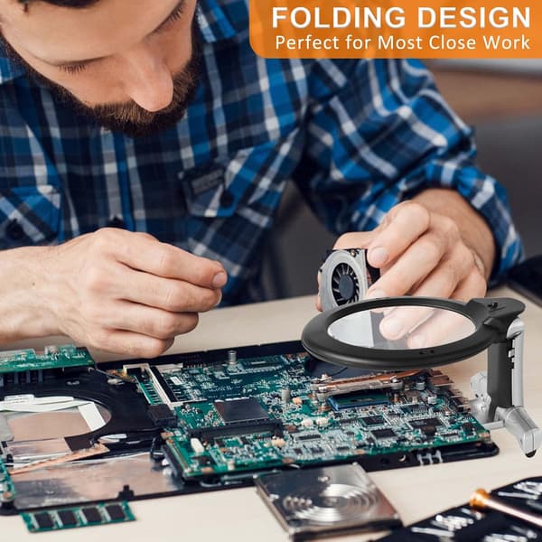 Forstørrelsesglas til læsning, håndfrit LED-forstørrelsesglas