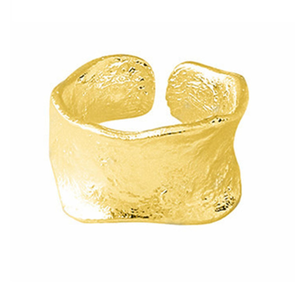 Openging Justerbar Kvinne Ring Legering Rough Overflate Bred Klassisk Ring Smykker Tilbehør Golden