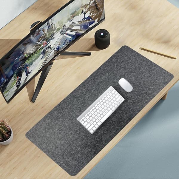Filt skrivebordsmåtte, til stationær computer, stor musemåtte til skrivebord, skrivebord til tastatur og mus (mørkegrå)