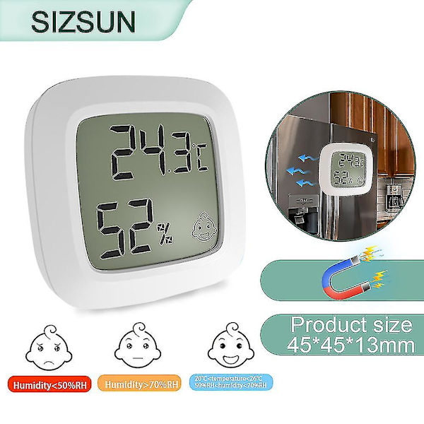 Mini Innendørs Magnetisk Termometer LCD Digital Temperatur Fuktighetsføler Termometer Hjem Rom Hygrometer Måler Værsentral 2 Pcs Ordinary