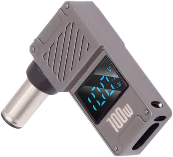 USB-C til DC-adapter, USB-C hunn til DC 7,4 x 5,0 mm sylinderkontakt, 100W PD hurtigladeadapter