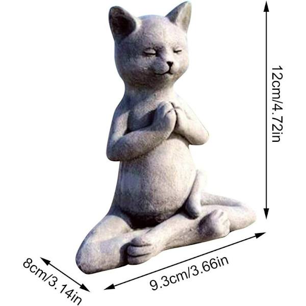 Stenhave-Statue, Kat Buddha Ornament, Udendørs Meditation Kat Statue, Meditation Kat Statue til Hjemmedekoration, Udendørs