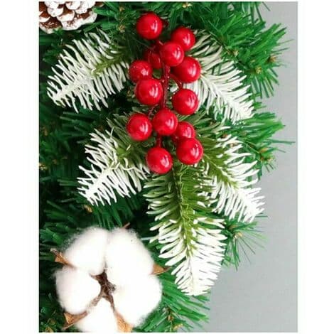 Cisea Kunstig julekrans med klokke og røde dekorative elementer - perfekt størrelse til hoveddøren (30 cm) diameter