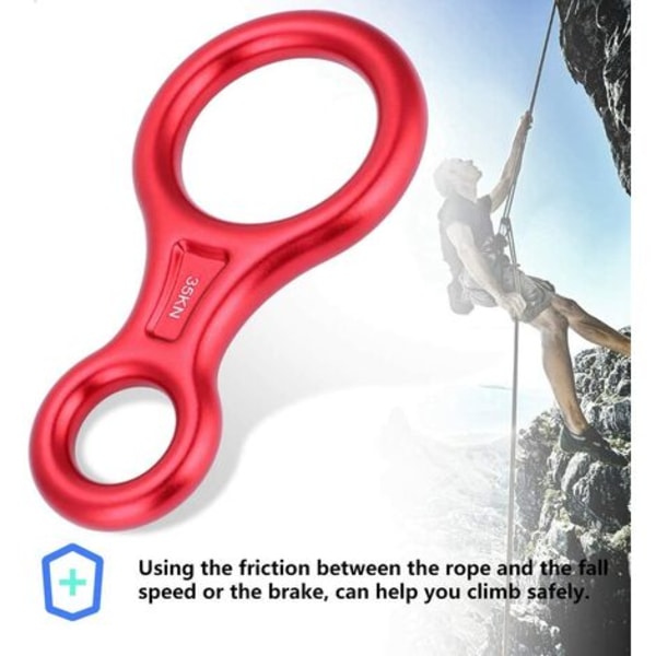 Klättring 8 Ring Abseil, 35KN 8 Ringsender klätterrep nedförsbacke utrustning, används för utomhus bergsklättring, nedförsbacke hi