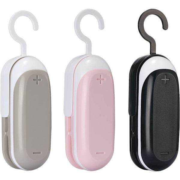 Mini Poseforsegler, 3 Pak Portable Termisk Vakuumforsegler, Chipposeforsegler med Skærer 2 i 1 Madvarmeforsegler Genlukkelig B