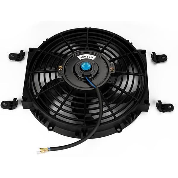 Universal elektrisk køleventilator - 12V kølerblæser - Motorventilatorblade - 80W - Monteringssæt (23cm)