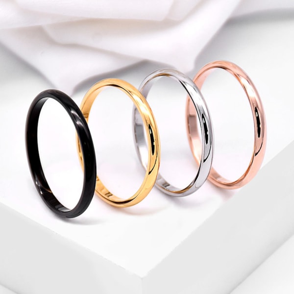 Parring Versatil Delikat Titanstål Geometrisk Fingerring För Bankett Fest Jubileum Förlovning Rose Gold US5