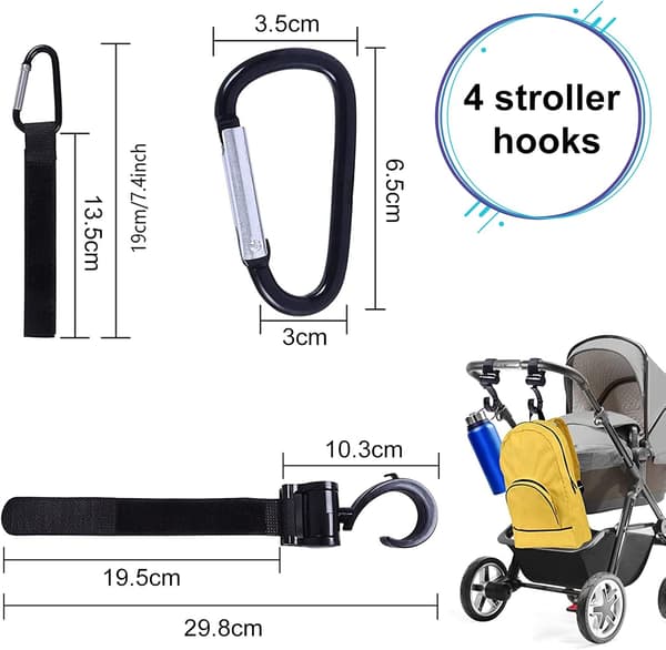 Barnvagnskrokar, 6 stycken barnvagnskrokar karbinhakar