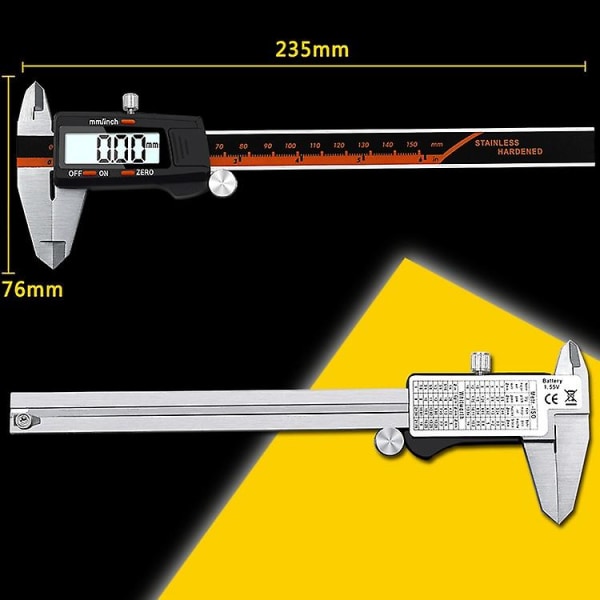 0-150 mm plasthode i rustfritt stål linjalhus Digital skjerm Elektronisk høypresisjon Vernier Caliper-mm/tommer To enheter