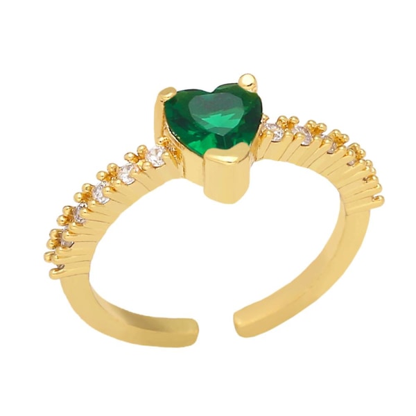 Ring Vintage Zircon Heart Stud Modesmycken Ac8573 Green