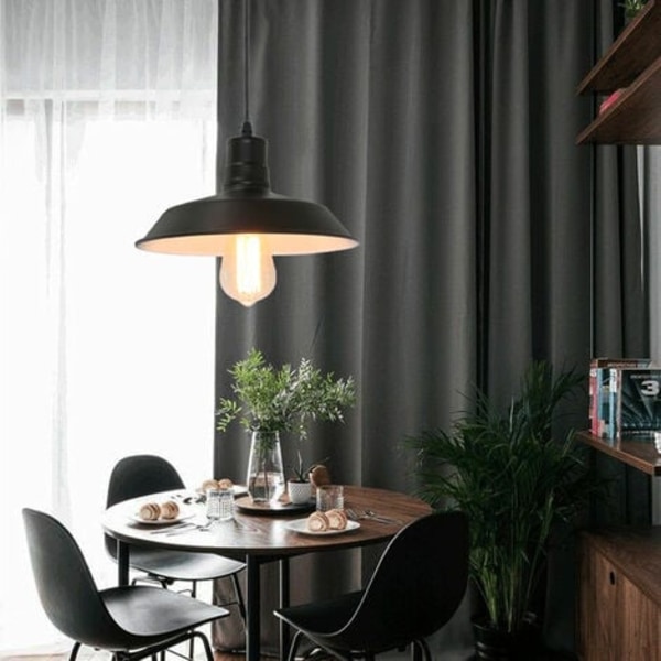 Set med 2 metall taklampa E27 ljuskrona för sovrum korridor vardagsrum bar svart - svart