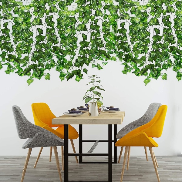Murgrönagarland konstgjorda växter 12-pack falsk murgröna vingrönt lövdekoration för bröllop, fest, fest, trädgård - sötpotatisblad