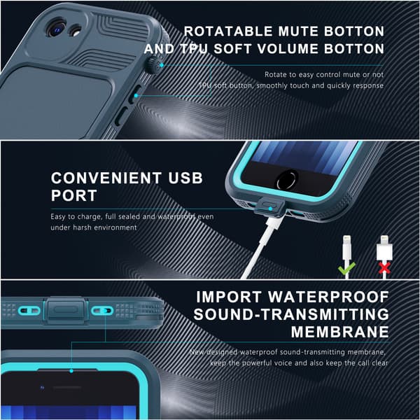 1 stk. Egnet for iPhone SE3 vanntett deksel, full beskyttelse