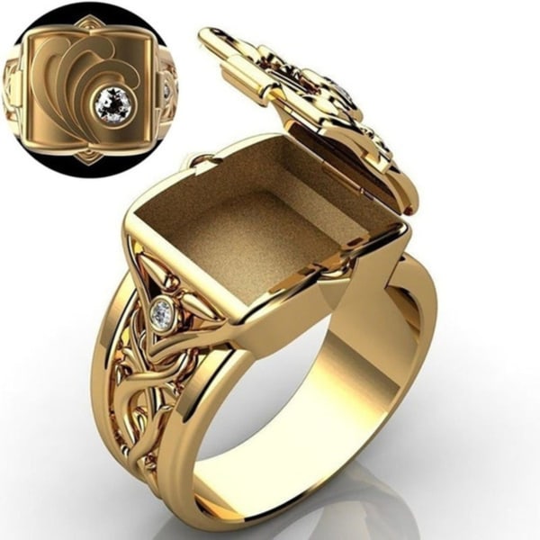 Menn Mote Uregelmessig konkav konveks åpningsbart lokk Ring Kreativ smykkegave Golden US 11