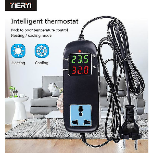 Mh-2000 Ac90v~ 250v Kvalitets Elektronisk Termostat Led Digital Opdrætstemperaturstyring Med Stik