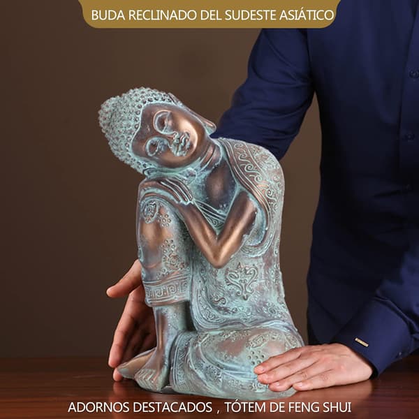 Buddha Statue Sørøstasiatisk Stil Dekor Håndmalt