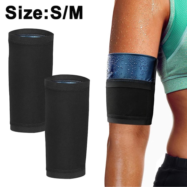 1 Par Armtrimmers för Svettningsformning, Kompressionsarmband, Prestandaärmar, Fettreducerande Elastiskt Armband med Dragkedja Black Outside And Blue Inside S M