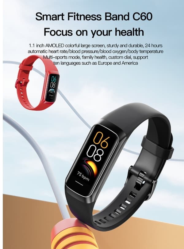 Bluetooth smart sportarmband (silvergrå pulver)
