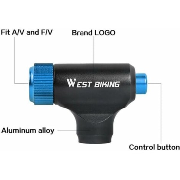 Koldioxidpump CO2-knapp uppblåsbar cykelutrustning modell YP0711082, svart och blå - svart och blå
