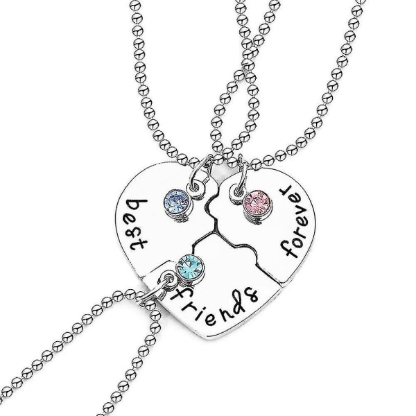 3 deler av hjerteformet beste venn vennskap matchende halskjede smykker gaveanheng