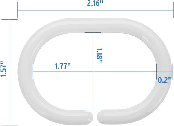 24 st plast duschdraperiringar, plast duschdraperikrokar för badrumsduschstång, vita duschkrokar ringar öglor för duschdraperi