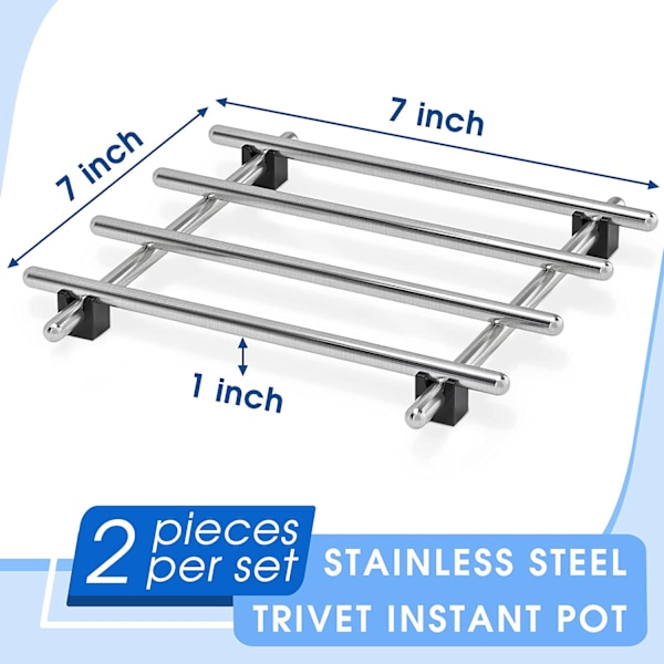 Pieces Instant Pot Rustfritt Stål Trivet - 7 x 7 Tommer Rustfritt Stål Gryteholder Kjøkken Trivet for Varme Retter
