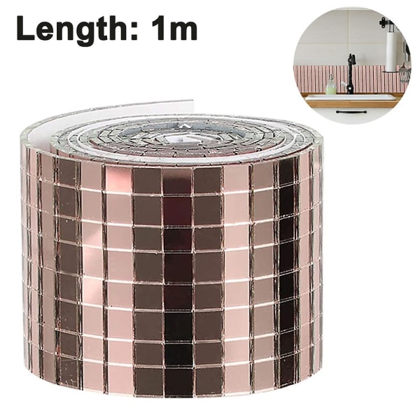 Piao 1464 st självhäftande Mini Square Glass Dekorativa Hantverk DIY Tillbehör Spegel Mosaikplattor 5mm x 5mm Rose gold