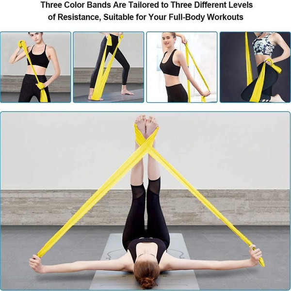 Modstandsbåndsæt, opgradere 2000 mm strækøvelser Fitnessbånd Ingen Lugt Elastikbånd Yoga Gym kropstræningsstropper Yellow