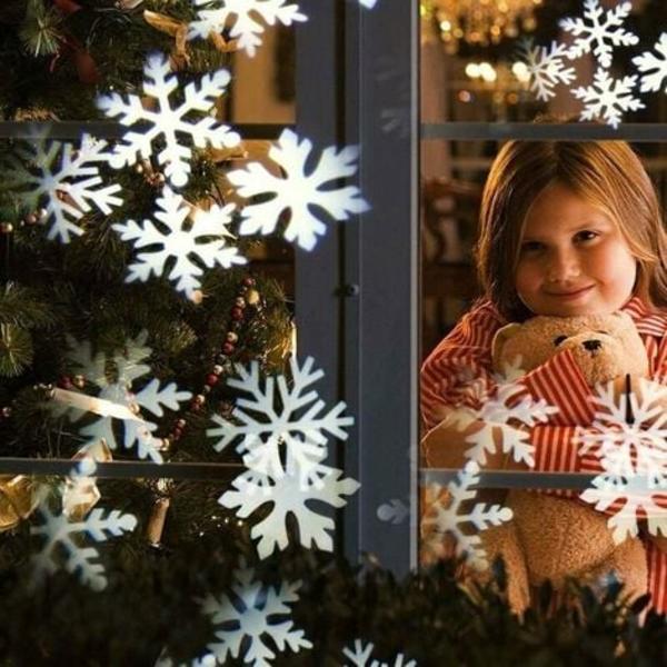 Juleprojektor LED Snøflak Lampe Vanntett Lys for Utendørs Innendørs Jul Fest Hagebelysning Dekorasjon, Hvit S