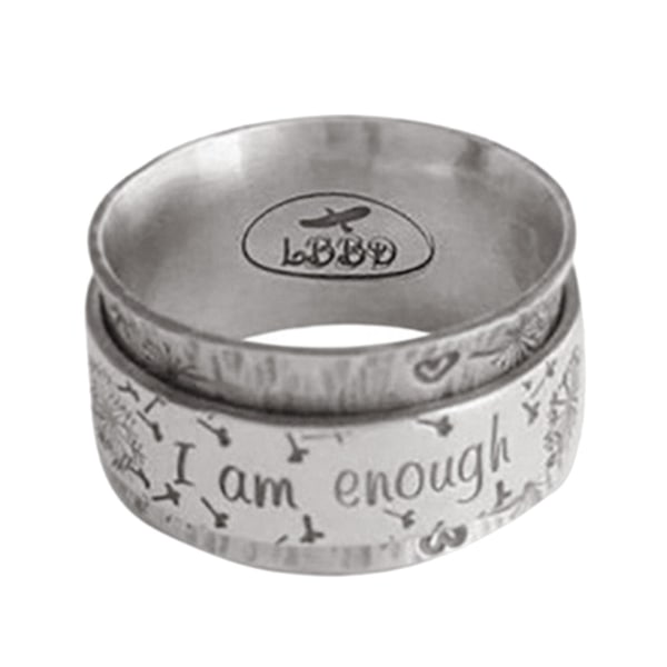 I Am Enough Letter Handgjord Vintage Ring Loyal Love Män Kvinnor Modesmycken US 8
