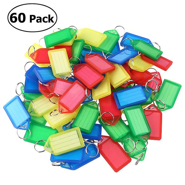 Winomo 60 stk flerfarvede plastiknøgler Bagage-id-mærker Etiketter med nøgleringe (tilfældig farve)