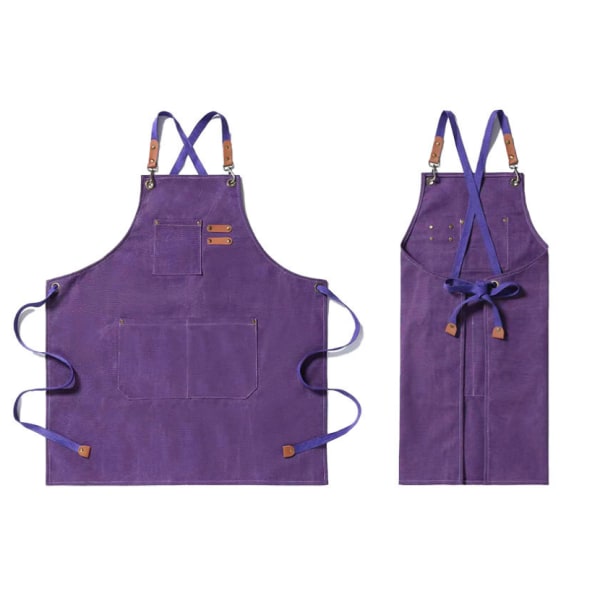 Thick canvas apron, woodworking, gardening, denim strap, cotton belt(Purple),