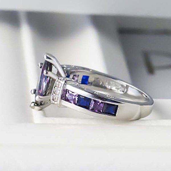 Trendig ring för kvinnor, färgglad kubisk zirkonia, inte lätt att bryta, lyxig modeaccessoar för bankett US 6