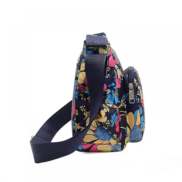 Dam Messenger Bag i Oxfordtyg, Casual Diagonal Blommig Tygväska, Myntplånbok A916-1197 A