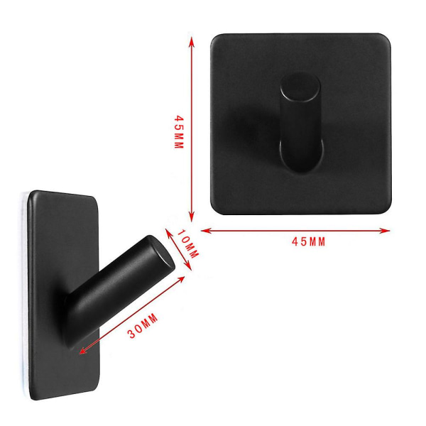 2 stk Selvklebende Håndklekroker Veggkroker Henger Anti-skli Heavy-duty Vanntette Rustfritt Stål Henger For Henging Kjøkken Kåpe Bad Håndkle Hjem Black Square oblique hook