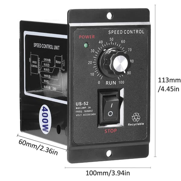 400W motorhastighedsregulator, mikrogear, trinløs motor