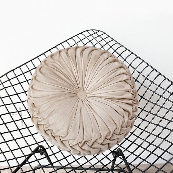 Nordisk pumpakudde, lätt lyx ren färg sammetskudde, rund caster futon i vardagsrummet, tatami (beige) i karfönstret, diameter 35*10