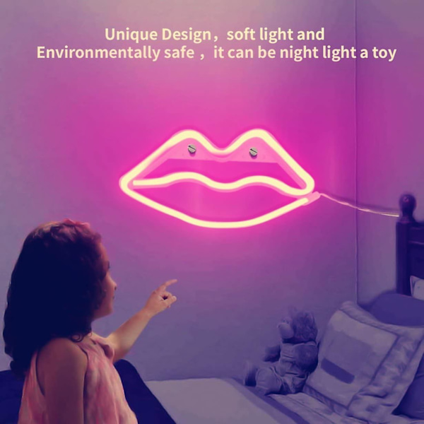 LED Neonbokstäver Läppar (Rosa),