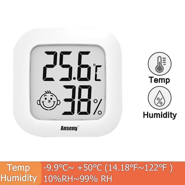 Inomhus LCD Digital Termometer Hygrometer Mini Utomhus Elektronisk Temperatur Fuktighetsmätning Väderstation För Babyrum White(Mini)