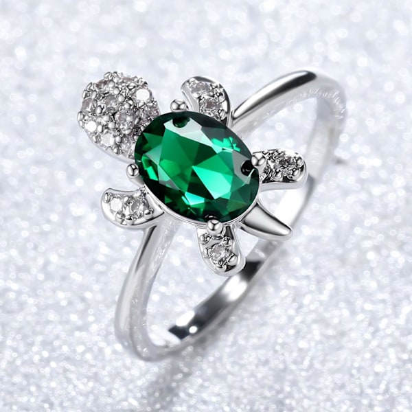 Parring med sköldpaddsform, strass, utsökt och glänsande ring för förlovning Blue US 6