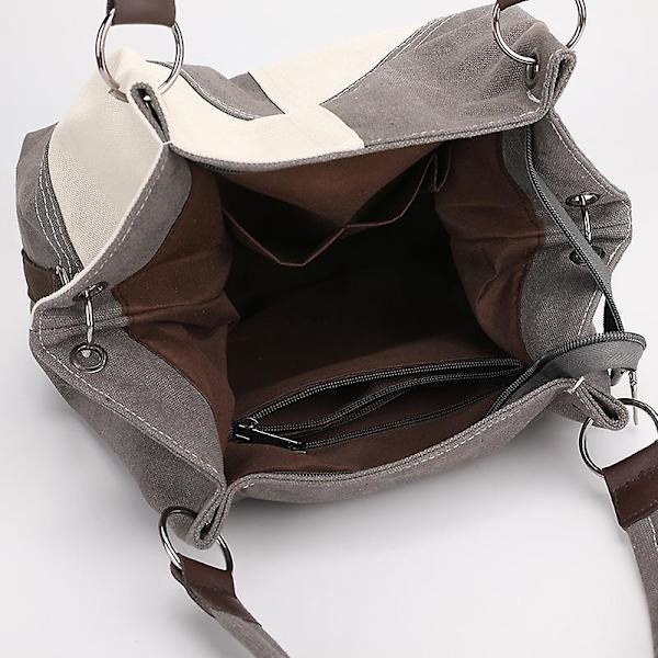 Naisten Kassin, Suuri Kankainen Olkalaukku Naiset Vintage Tote-Laukku Ristilaukku Kouluun Työhön Päivittäiseen Käyttöön Irrotettavalla Olkahihnalla Gray