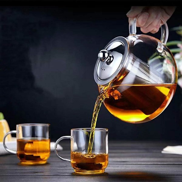 Glass Tekanne Med Avtagbar Infuser, Trygg Kjele, Blomstring Og Løs Blad Te Maker Sett