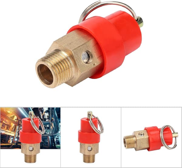 Fjærbelastet sikkerhetsventil, 3 stk, 8KG messing luftkompressor sikkerhetsventil regulator (G1/4 tomme)