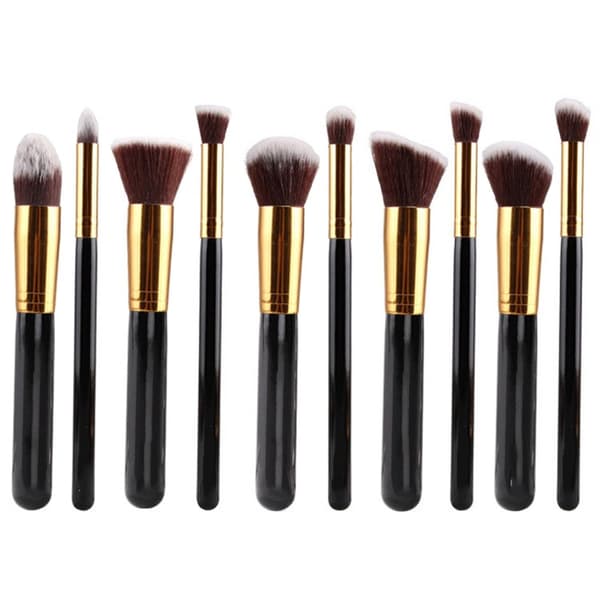 Sæt med 10 sorte makeupbørster