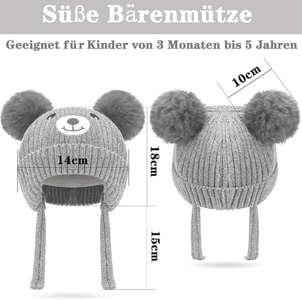 Baby mössa Beanie Stickad mössa Höst Vinter Söt mössa med öron
