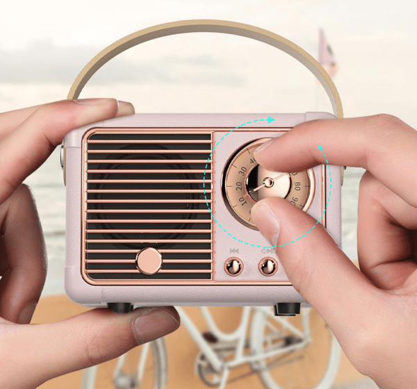 Retro bærbar lyd, nostalgisk mini bluetooth højttaler (Hvid)