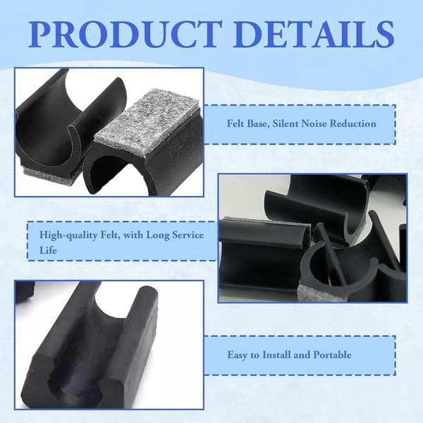 14 stk. glideputer, U-formede stolputer, 25 mm diameter, sklisikre plaststolputer med filt